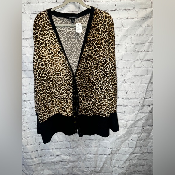 Leopard Print Cardigan Sweater - Picture 1 of 3